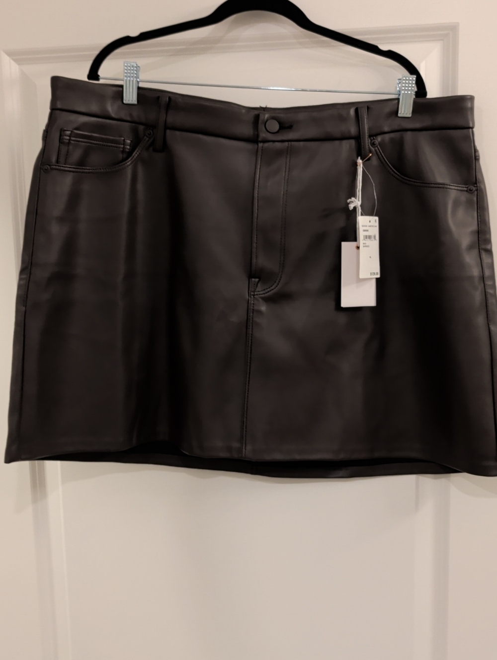 Good American $129 NWT Chocolate Brown Faux Leather Mini Skirt